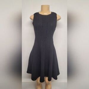 Rebecca Taylor Little Black Dress 2 Textured Criss Cross Feature A Line Full